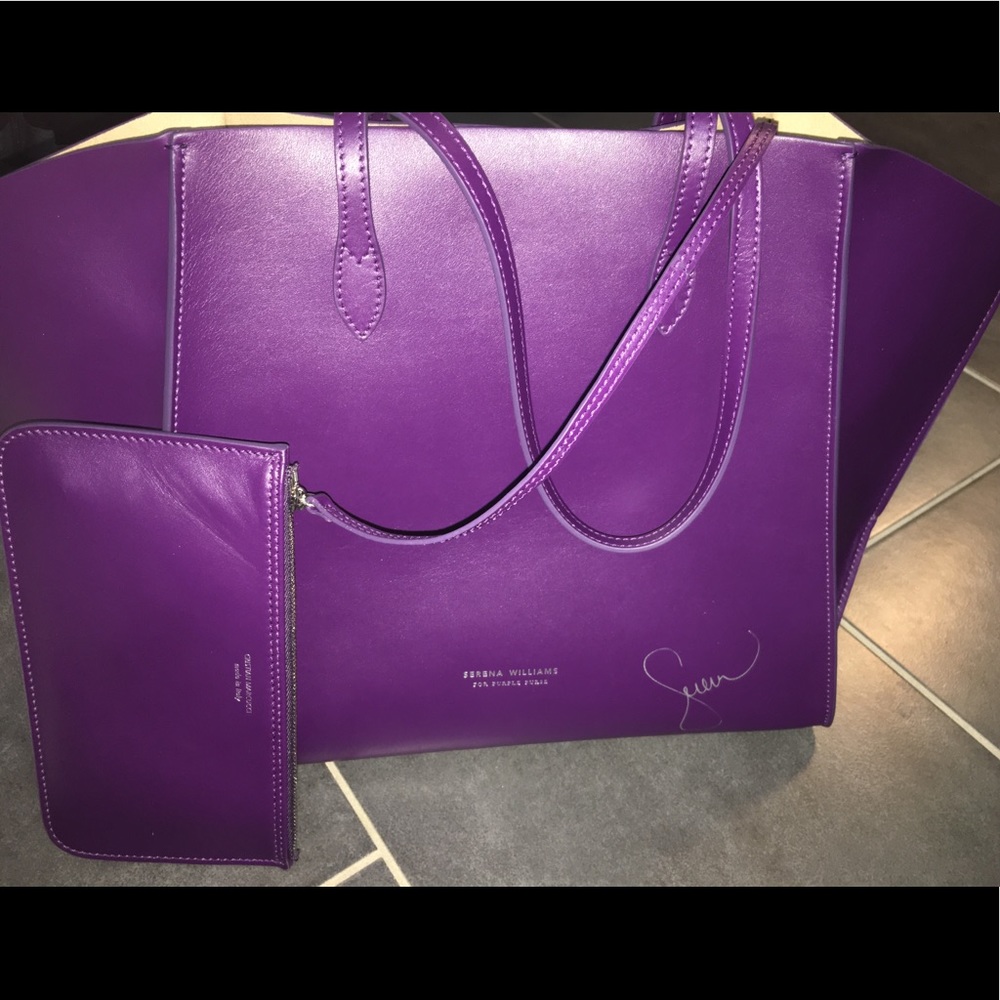 Serena Williams Autographed Purple Purse Leather